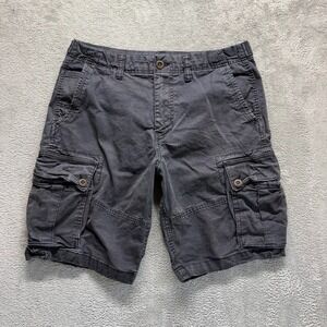 American Eagle Shorts Mens 33 Gray Cargo Classic Fit Flex Distressed Twill
